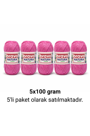 Natura Cotton Pembe 405 Pamuk İplik 100gr 200mt Örgü İpi Amigurumi İpi
