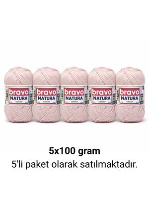 Natura Cotton Açık Pembe 406 Pamuk İplik 100gr 200mt Örgü İpi Amigurumi İpi