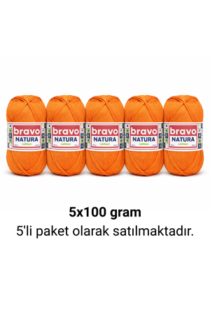 Natura Cotton Turuncu 702 Pamuk İplik 100gr 200mt Örgü İpi Amigurumi İpi