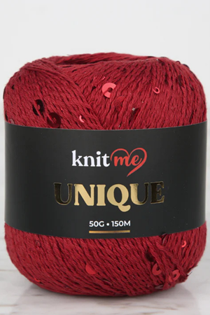 Uniqe - 8 Kırmızı Pullu İp El Örgü İpi 50g 150m