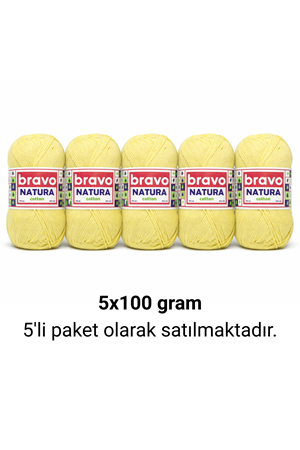 Natura Cotton Açık Sarı 706 Pamuk İplik 100gr 200mt Örgü İpi Amigurumi İpi