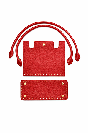 Memur Çanta Kırmızı Örgü Kiti Kapak,Taban, Penguen askı 25x21cm