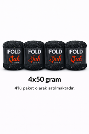 Şah - Siyah-Siyah Pullu İp 50 Gr 125 Mt Örgü İpi Hırka,Şal,Çanta İpi