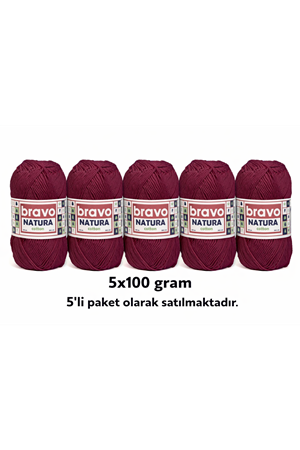 Natura Cotton Bordo 502 Pamuk İplik 100gr 200mt Örgü İpi Amigurumi İpi