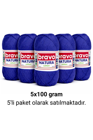 Natura Cotton Saks Mavi 601 Pamuk İplik 100gr 200mt Örgü İpi Amigurumi İpi 