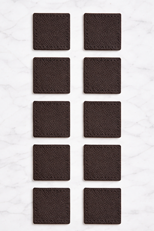 Kare Deri 8x8 cm Acı Kahve Çanta Aksesuarı 10'LU PAKET 