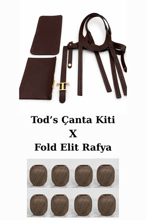 Tods Model Acı Kahve Örgü Çanta Kiti  Elit Rafya İpler Dahil Kit Örgü Kiti