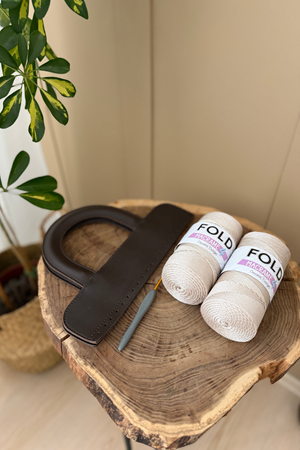 Dior Saplı Mıknatıslı Çanta Örgü Kiti Polyester Makrome No4 İp - Tığ