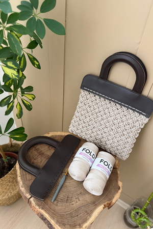 Dior Saplı Mıknatıslı Çanta Örgü Kiti Polyester Makrome No4 İp - Tığ