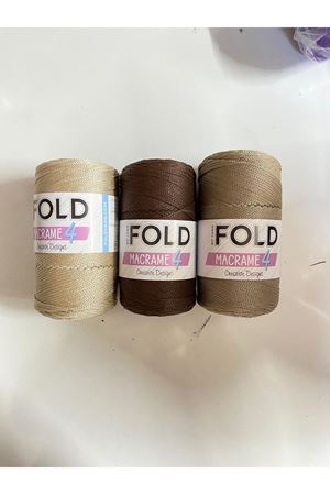 POLYESTER MAKROME NO4 KAHVE TONLARI 3 YUMAK TOPLAM 600 GRAM