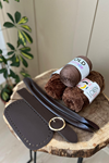 Mery Çanta Örgü Kiti Peluş İp Kahverengi Taban Ölçüsü 10x20cm
