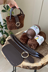 Mery Çanta Örgü Kiti Peluş İp Kahverengi Taban Ölçüsü 10x20cm